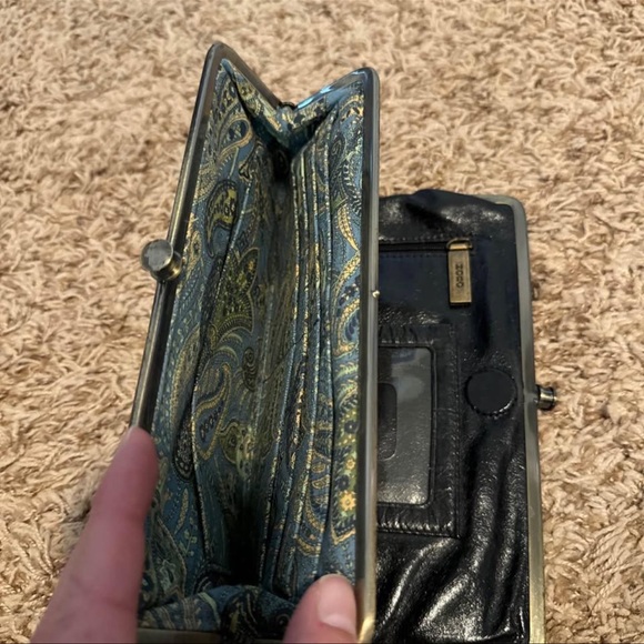 Vintage Hobo International Lauren Clutch Wallet Black Paisley Leather - Picture 4 of 10